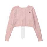 Women Sweater Short Sweater Girls Autumn Casual Twist Long Sleeve