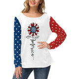 National Flag Day T Shirts Spring Printed Independence Day Fashion Long Sleeve T-shirt Women