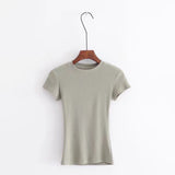 Women T-Shirt round Neck Summer Tight Short Sleeve Top