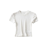 Women Cotton T Shirt Summer round Neck Short Sleeves