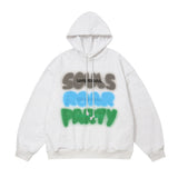 Men Hoodie Letter Print Sweatshirt Autumn and Winter Loose Leisure Long-Sleeve Hooded Pullover