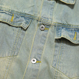 Men Denim Jacket Men's Loose Lapel Long Sleeves Distressed Jacket