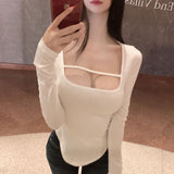 Women Long Sleeve Shirt Bottoming Shirt Curved Top Autumn Long Sleeve