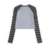 Women Long Sleeve T-Shirt Sleeve Short T-shirt Letter Crew Neck Girls' Summer Top