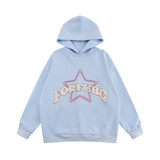 Men Hoodie Five-Pointed Star Letter Foam Printed Hoodie