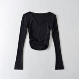Women T-Shirt Women's Sexy Long Sleeve T-shirt Flare Sleeve Underwear Blouse Top