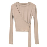Women Long Sleeve Shirt Autumn and Winter round Neck