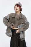 Unisex Jacket Autumn Stitching Striped Denim Coat Women's Clothing