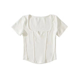 Women T-Shirt T-shirt Women's Summer Short Sleeve Skinny V-neck Top