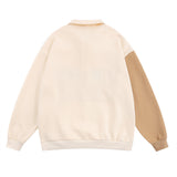 Men Hoodie Embroidered Letter Lapel Sweater Long Sleeve Polo Collar Pullover