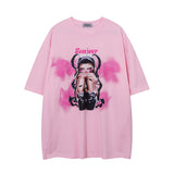 Men T Shirt Printed Short Sleeve T-shirt for Men and Women Hip Hop Couple