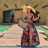 Jungle Print Maxi Dress Summer Fashion Sexy Dress