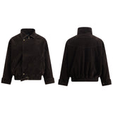 Unisex Down Jacket Autumn Vintage Suede Cotton Jacket