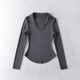 Women T-Shirt Solid Color T-shirt Women's Spring Slim-Fit Long-Sleeved Bottoming Shirt Top
