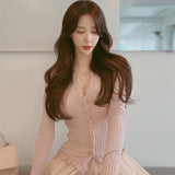 Women Long Sleeve Shirt Button Cardigan Coat V-neck Top for Women