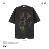 American vintage street T-shirt pure cotton men's and women's summer loose retro half-sleeves