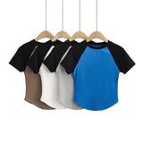Women T-Shirt Stitching T-shirt European Women's Short Sleeve