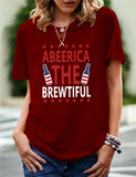 Women's Independence Day T Shirt Pattern Printed Short-Sleeved T-shirt