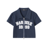 Women T-shirt Waffle Letter Print Short-Sleeve T-shirt Girls Short Summer