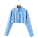 Women T-Shirt Short Shirt Women's Autumn Single-Breasted Top