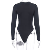 Women Jumpsuit Winter Slim Fit round Neck Long Sleeves Base Bodysuit