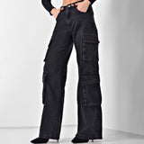 Women Cargo Pants Jeans Women's Spring and Autumn Straight-Leg Pants Loose Casual Pants