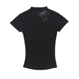 Women T-shirt Turtleneck Short Sleeve T-shirt Slim Fit Summer Top