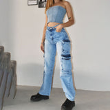 Women Cargo Pants Jeans for Women Spring and Autumn Long Straight-Leg Pants