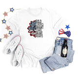 National Flag Day T Shirts Summer round Neck T-shirt Women's Short Sleeve Independence Day Women