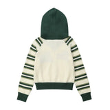 Women Sweater Hooded Knit Cardigan Girls' Autumn Casual Letter Sweater