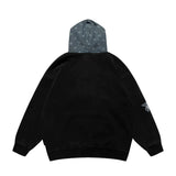 Men Fleece Lined Hoodie Cowboy Patchwork Hoodie Male Letter Five-Pointed Star Hat Loose