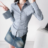 Women T-Shirt Shirt Curved Cardigan Long Sleeve Top
