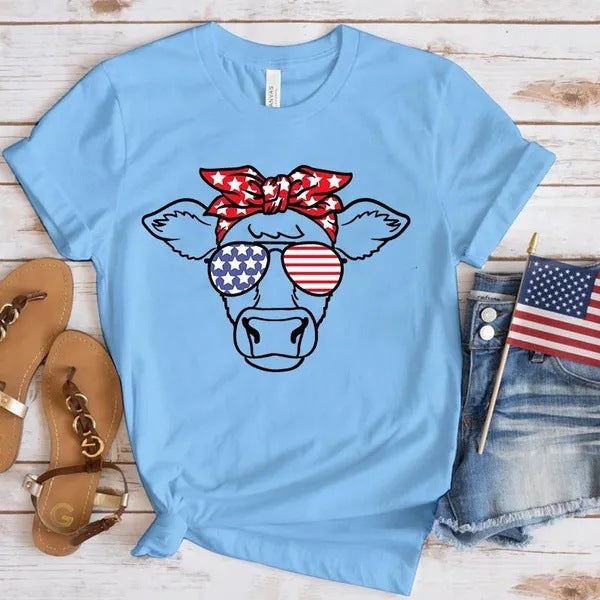 Women's Independence Day T Shirt round Neck Short Sleeve T-shirt Women's Top