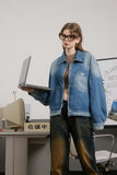 Unisex Jacket Autumn Floral Offset Denim Coat Women's Clothing
