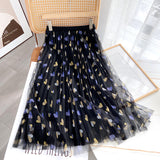 Women Skirt Printed Floral Gauzy Skirt High Waist