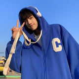 Men Hoodie Hong Kong Style Autumn Boys and Girls Hooded Loose Couple Coat