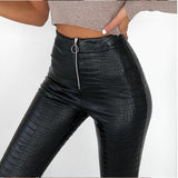 Women Pants Spring/Summer Pu Zipper Skinny Slimming Casual Leather Pants