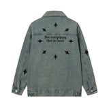 Men Denim Jacket XINGX Denim Jacket Men and Women Couple Loose Washed-out Jacket