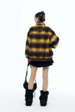 Unisex Jacket Autumn Retro Contrast Color Plaid Coat Women's Clothing
