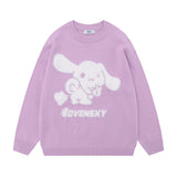 Women Sweater Cinnamoroll Babycinnamoroll Jacquard round Neck Sweater Loose Long Sleeve Autumn and Winter