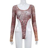 Women Jumpsuit Printed Jumpsuit Long-Sleeved Top