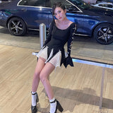 Women Dresses Autumn Bow Flared Sleeves Long Sleeves Dress