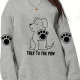 Plus Size Dog Print Sweatshirt Casual Long Sleeve