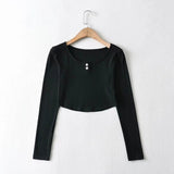 Women T-Shirt Bottoming Shirt Long-Sleeved T-shirt Top