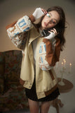 Unisex Jacket Fall Color-Blocking Stand Collar Coat Women's Clothing