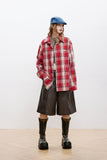Unisex Jacket Autumn Red Brushed Basic Shirt Women's Clothing
