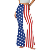 National Flag Day Leggings Summer Women's Independence Day Bell-Bottom Pants Striped Casual Leggings
