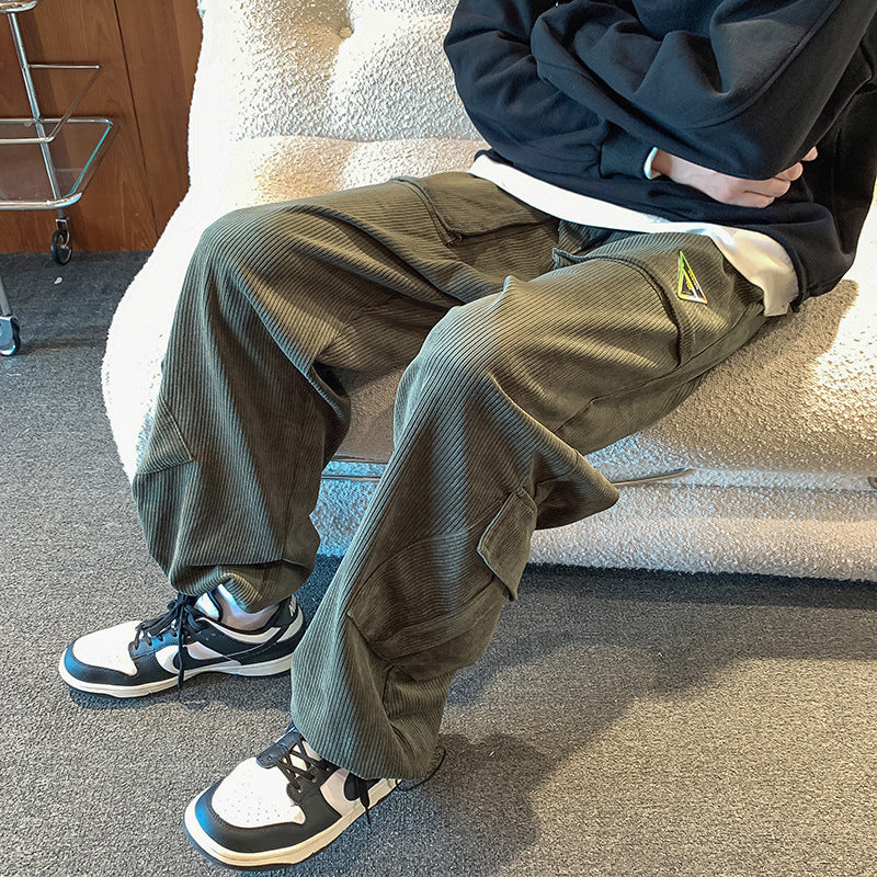 Men Sweatpants Corduroy Pants Men's Winter Overalls Casual Pants