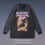 Men Long Sleeve Shirt Flame Print Long Sleeve T-shirt Men and Women Couple