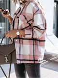 Plaid Trench Coat Autumn and Winter Long Sleeve Plaid Shirt Coat